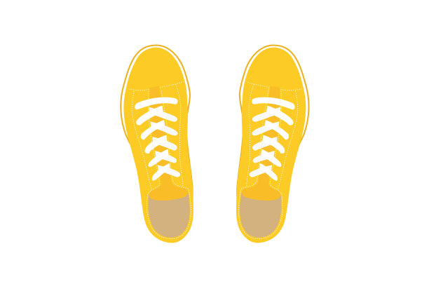 插图的休闲黄色运动鞋。图片下载