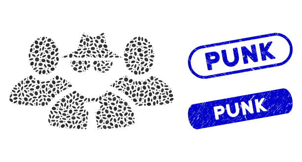 椭圆形拼贴黑手党人组与痛苦朋克图片下载