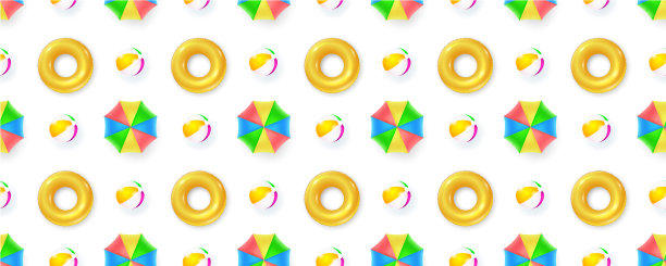 无缝图案与太阳伞沙滩球图片下载