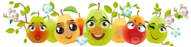 甜梨边框可爱的卡通水果表情图片下载