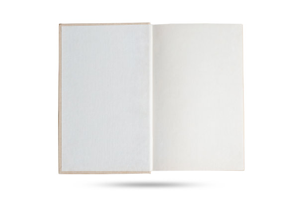 打开旧书与空白精装页孤立的白色背景图片下载