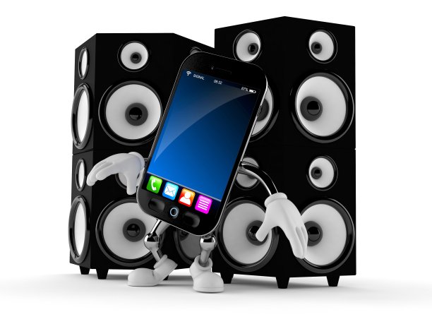 智能手机字符与大扬声器图片下载