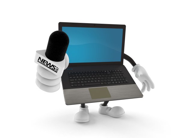 手提电脑人物拿着面试麦克风图片下载