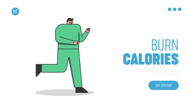 男人跑步锻炼，燃烧卡路里登陆页面模板的健康生活方式网站图片下载