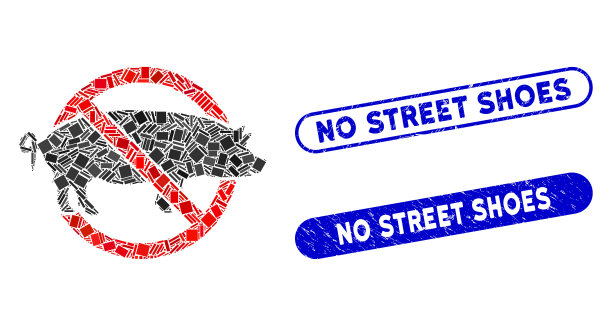 拼贴没有猪的图标与冠状病毒痛苦没有图片下载