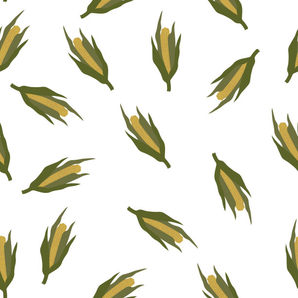 玉米无缝图案，农业插图，素食菜单，适用于菜单、厨房和印刷的完美设计，秋季手绘食品矢量图图片下载