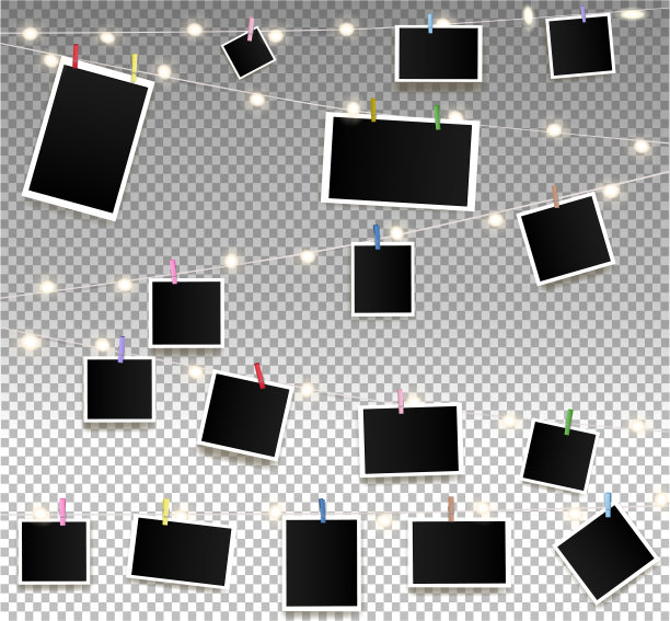 空照片上的花环与衣夹在墙上矢量插图图片下载