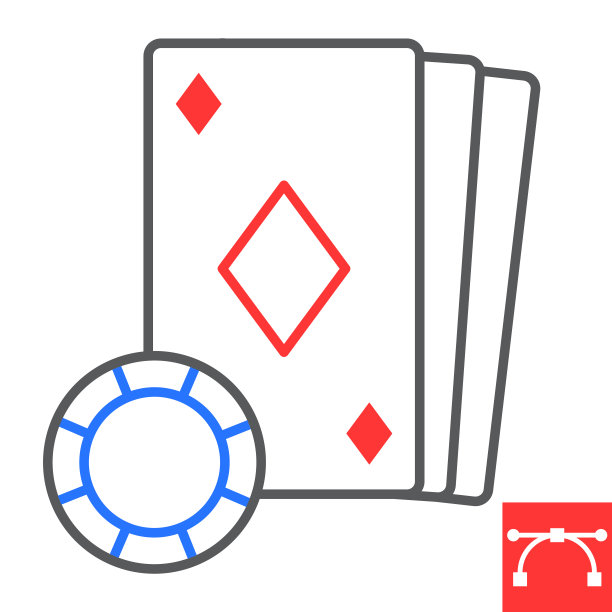 在线赌场彩色线条图标，电子游戏和赌博，在线扑克符号矢量图形，可编辑笔画线性图标，eps 10。图片下载