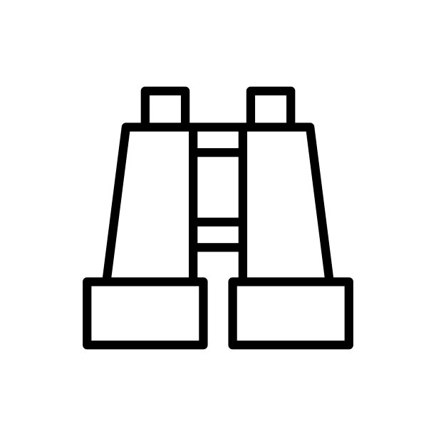 双筒望远镜、露营图标。简单的线条，轮廓矢量元素露营图标的用户界面和用户体验，网站或移动应用程序图片下载