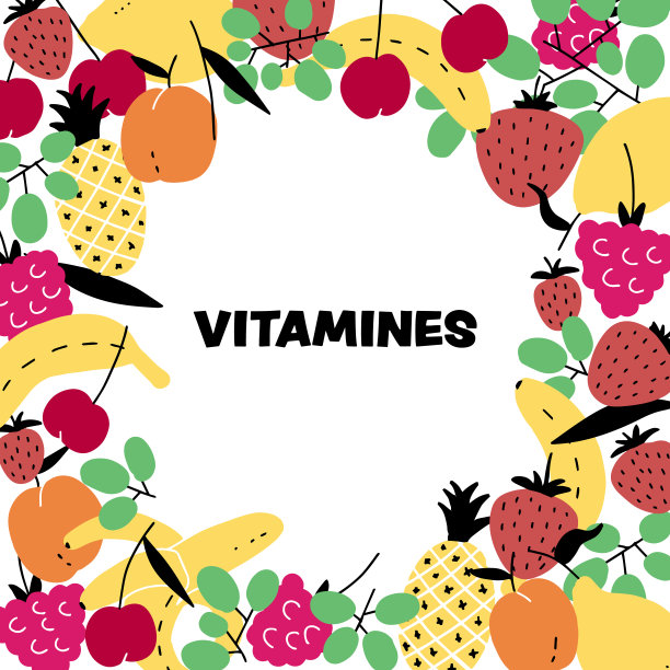 矢量布局打印与水果。维生素的图形图片下载