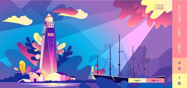 灯塔浪旗恶劣天气图片下载