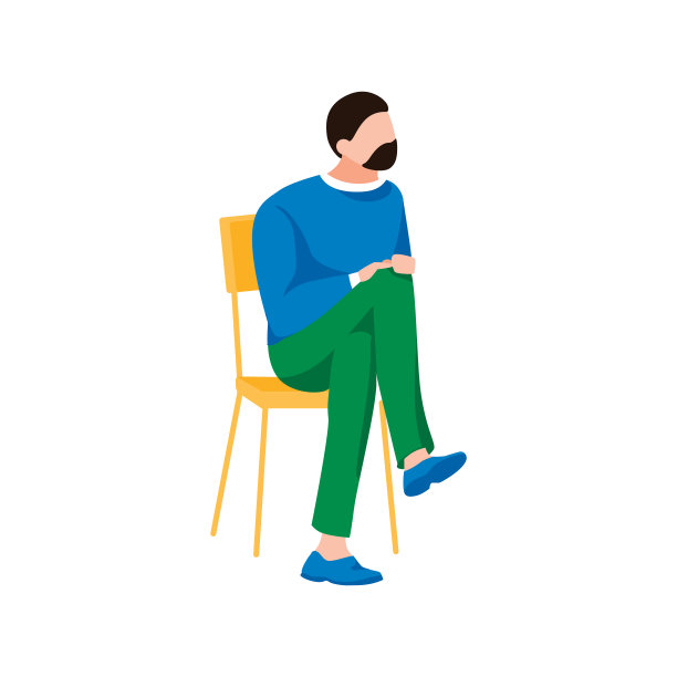 英俊的男人在等医生。男性角色坐在队列中。卡通人物坐在椅子上，孤立在白色背景上图片下载