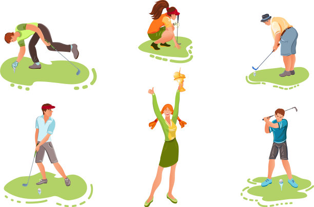 设置不同的年轻人在打高尔夫图片下载