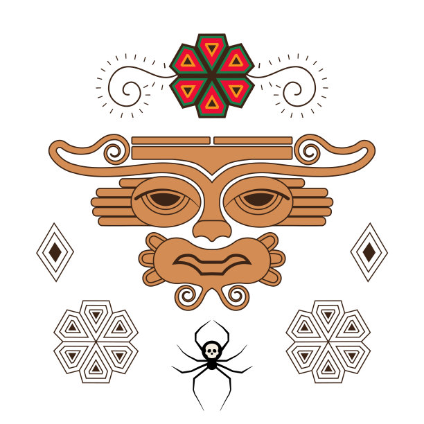 来自墨西哥和阿兹特克文化的墨西哥扁平传统装饰品图片下载