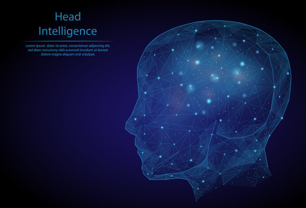 抽象形象人类智慧以星空或空间的形式，由点、线和行星、恒星和宇宙的形状组成。3D低多边形向量。头。神经细胞。图片下载
