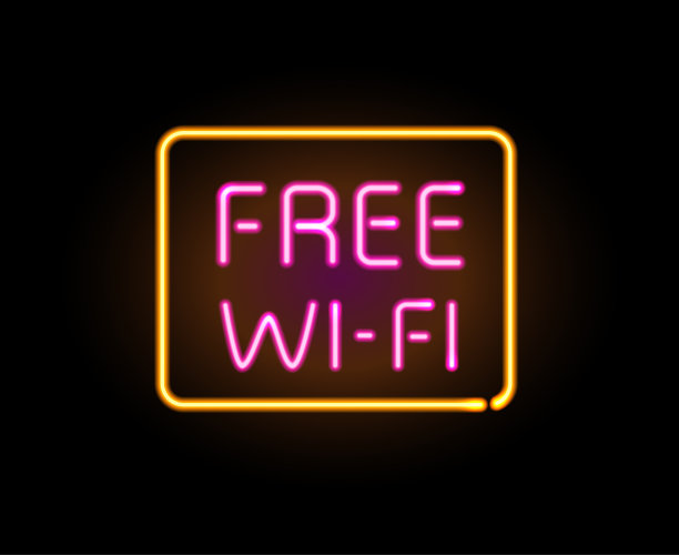 霓虹发光的箭头指针在黑暗的背景。图片下载