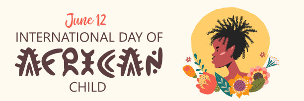 6月12日。国际非洲儿童日。矢量插图,横幅。图片下载