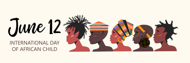 6月12日。国际非洲儿童日。矢量插图,横幅。图片下载