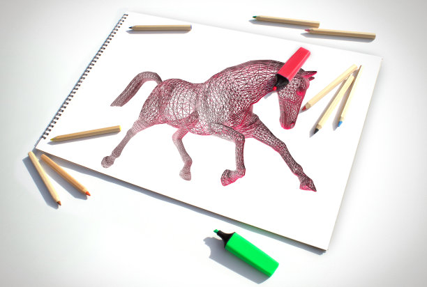 在速写本上画马图片下载