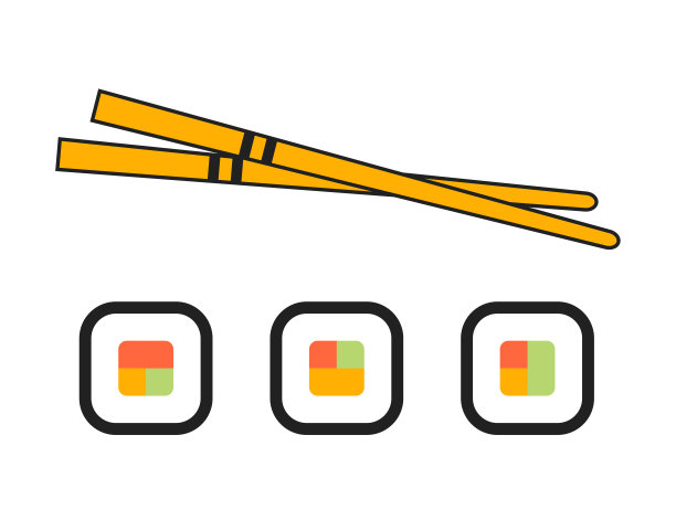 卡通寿司简单的矢量插图。食物孤立图标设置在平面。图片下载