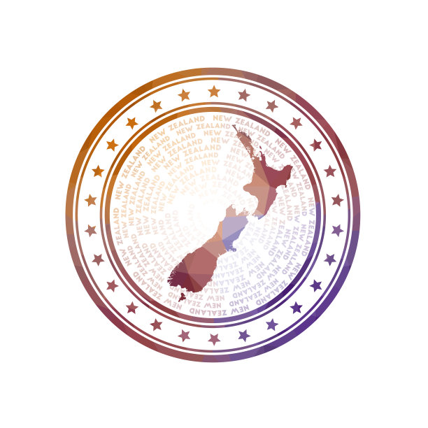 扁平低聚邮票新西兰。图片下载