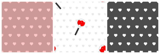 无缝图案设置心形和放大镜。浪漫的向量的背景。图片下载