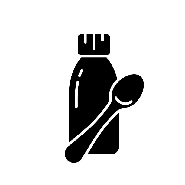 剪影咳嗽糖浆与茶匙图片下载