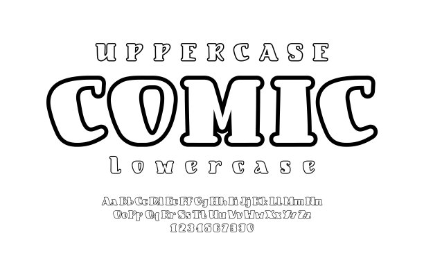 漫画现代轮廓字体，时尚的轮廓字母，黑色大写字母和小写拉丁字母从A到Z和阿拉伯数字从0到9为您设计，矢量插图10EPS图片下载