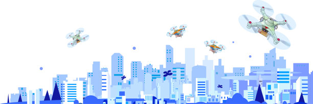 城市，无人机监控和运输货物图片下载