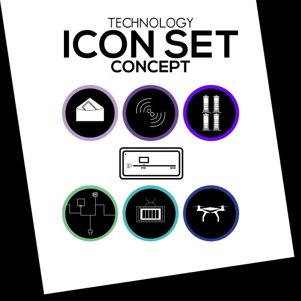 技术的图标集。在电视、网络和社交生活上工作。图片下载