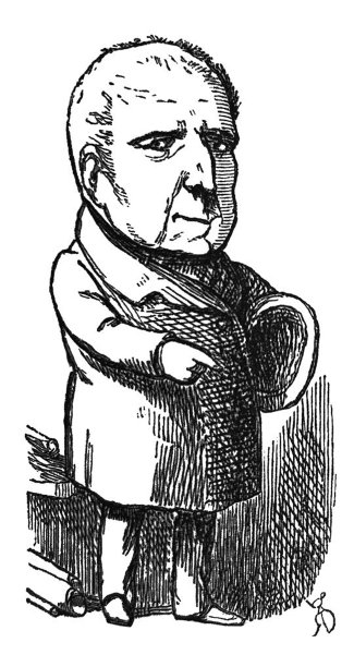 英国讽刺漫画漫画漫画插图-人与一个大的头站和指向图片下载