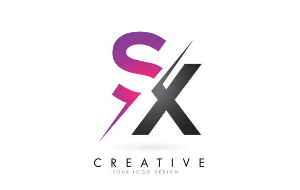 Sx的x字母标志与色块设计图片下载