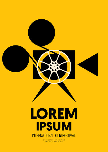 电影和电影海报设计模板背景与几何形状的复古电影相机图片下载