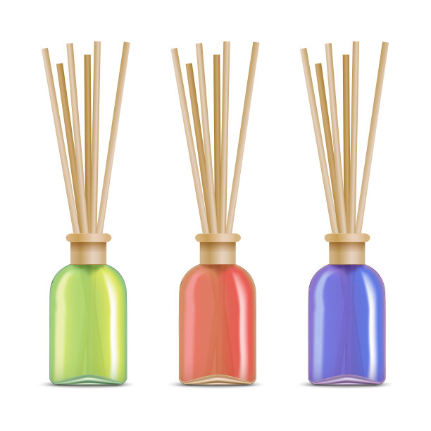 逼真详细的3d芳香疗法芦苇棒设置图片下载