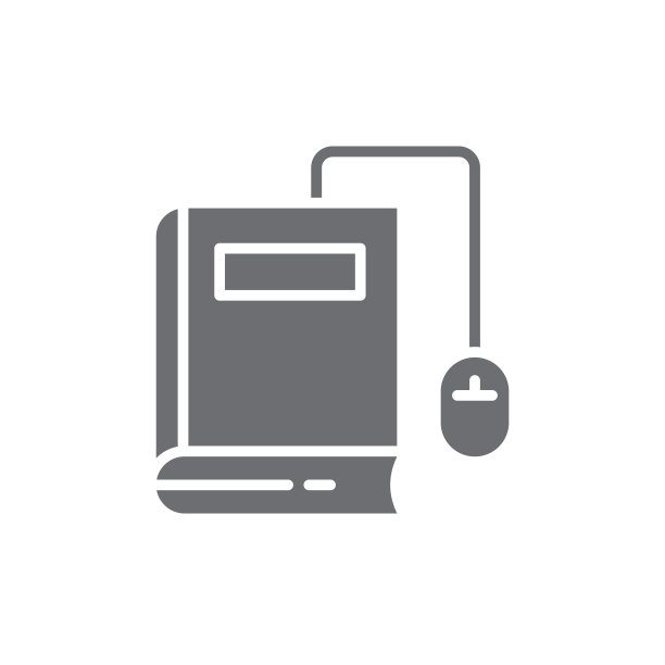 书与电脑鼠标矢量图标符号孤立在白色背景图片下载