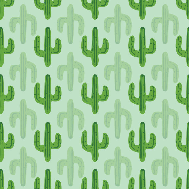 仙人掌重复图案在浅绿色的背景图片下载