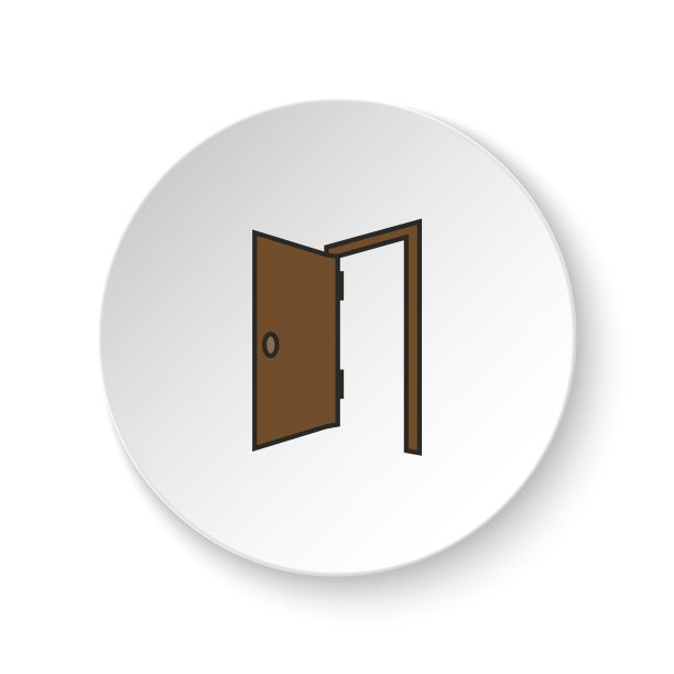 圆形按钮为网页图标，门，打开，图标。按钮横幅圆形，徽章界面的应用说明图片下载