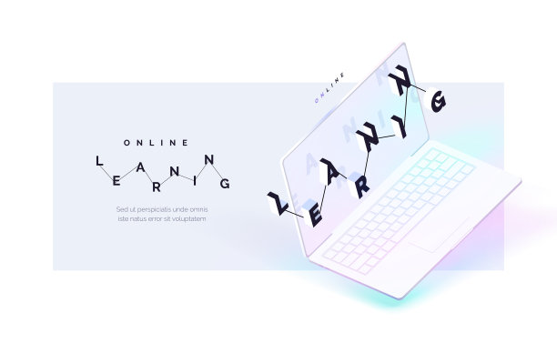 在线学习。远程自学的过程。现实的笔记本电脑与字母在屏幕上。教育应用程序。现代矢量插图等距风格。图片下载