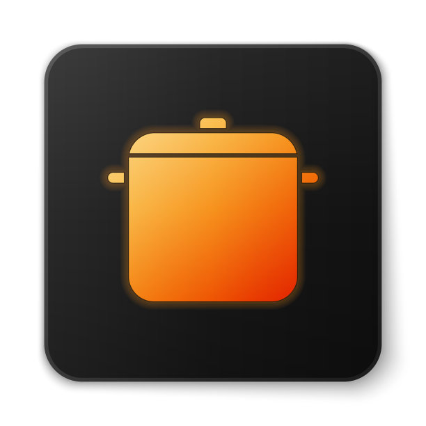 橙色霓虹灯烹饪锅图标孤立图片下载