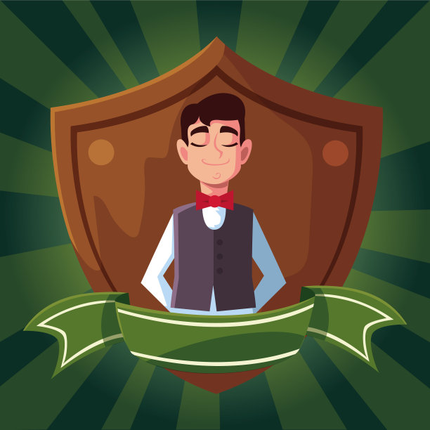 男服务员制服，盾牌和丝带图片下载