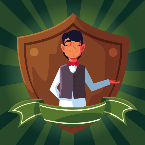 男服务员制服，盾牌和丝带图片下载