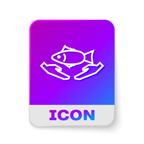 白线鱼关怀图标孤立在白色图片下载