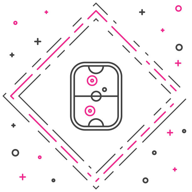 白色背景上的线条冰球桌图标。彩色轮廓概念。矢量图图片下载