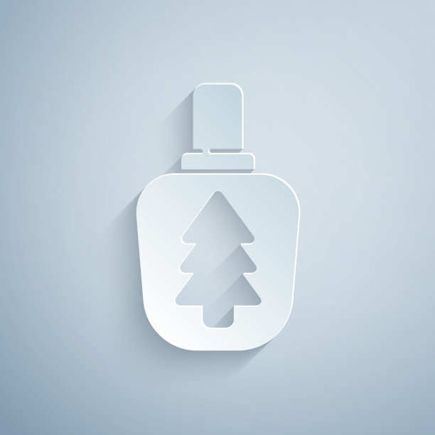 剪纸风格：灰色背景上的水壶图标。矢量插画图片下载