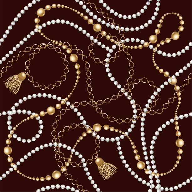 金链无缝红色背景。时尚插画。无缝图案抽象设计。向量图片下载