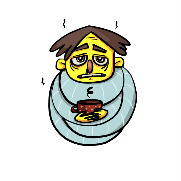 生病的人与一杯茶的载体图片下载