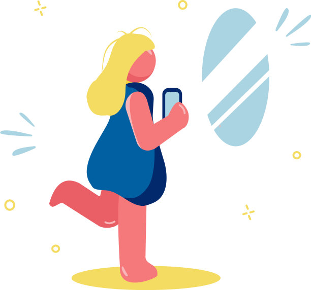 有趣的自拍金发女人和镜中的小女孩图片下载