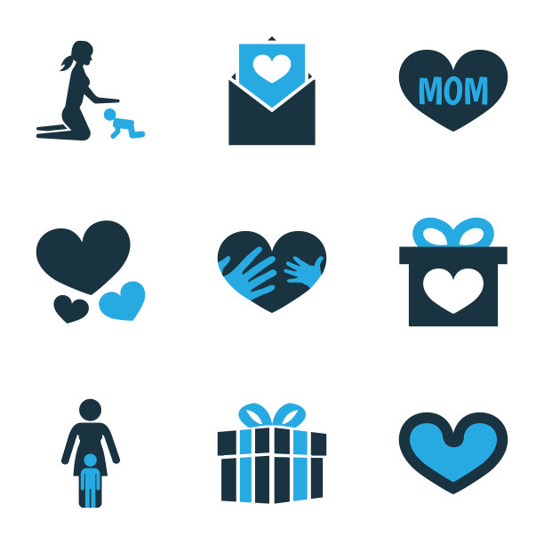 母亲节图标彩色设计概念集9图片下载