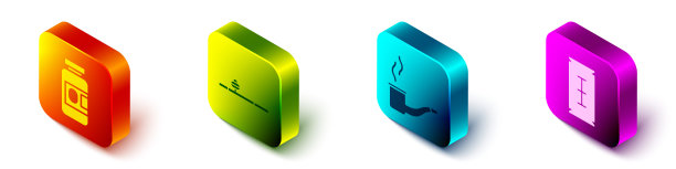 设置等距药瓶和药丸，鸦片烟斗，吸烟烟斗和刀片剃刀图标。向量图片下载