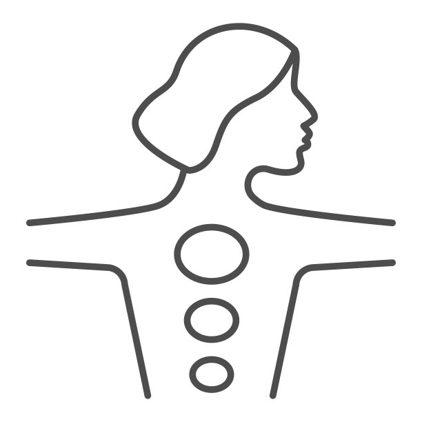 女孩身体与热石细线图标，水疗沙龙程序概念，石材治疗标志上的白色背景，女人享受热石按摩图标在轮廓风格，移动。矢量图形。图片下载